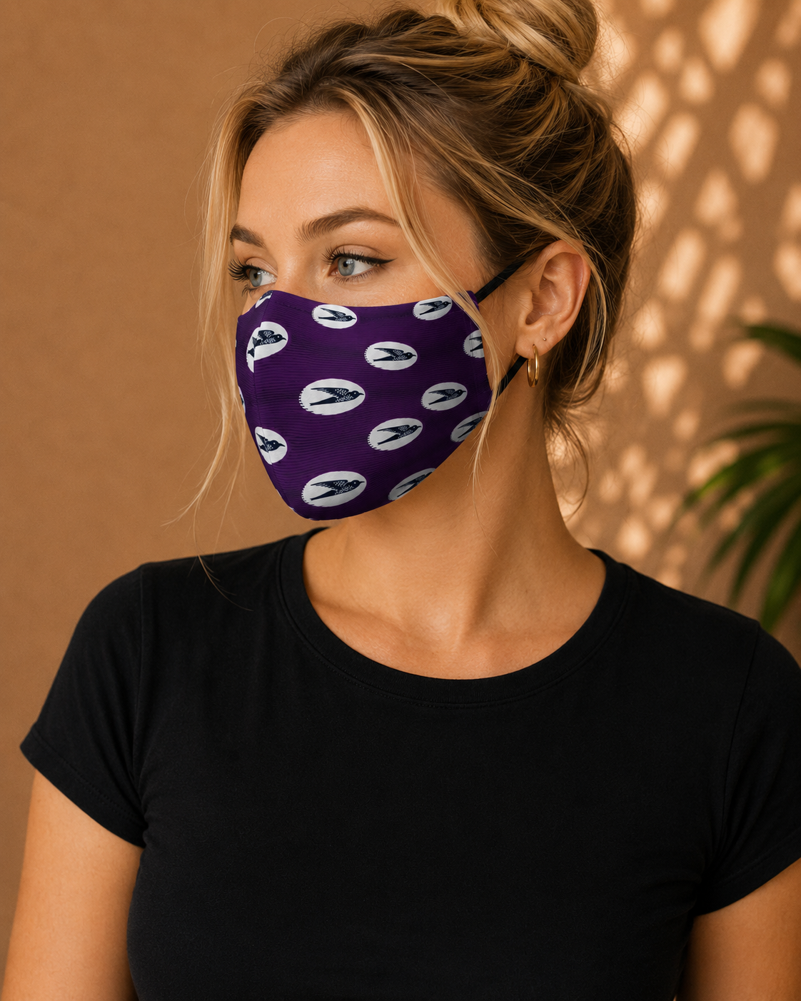 Royal Purple Speed Bird Ankara Face Mask