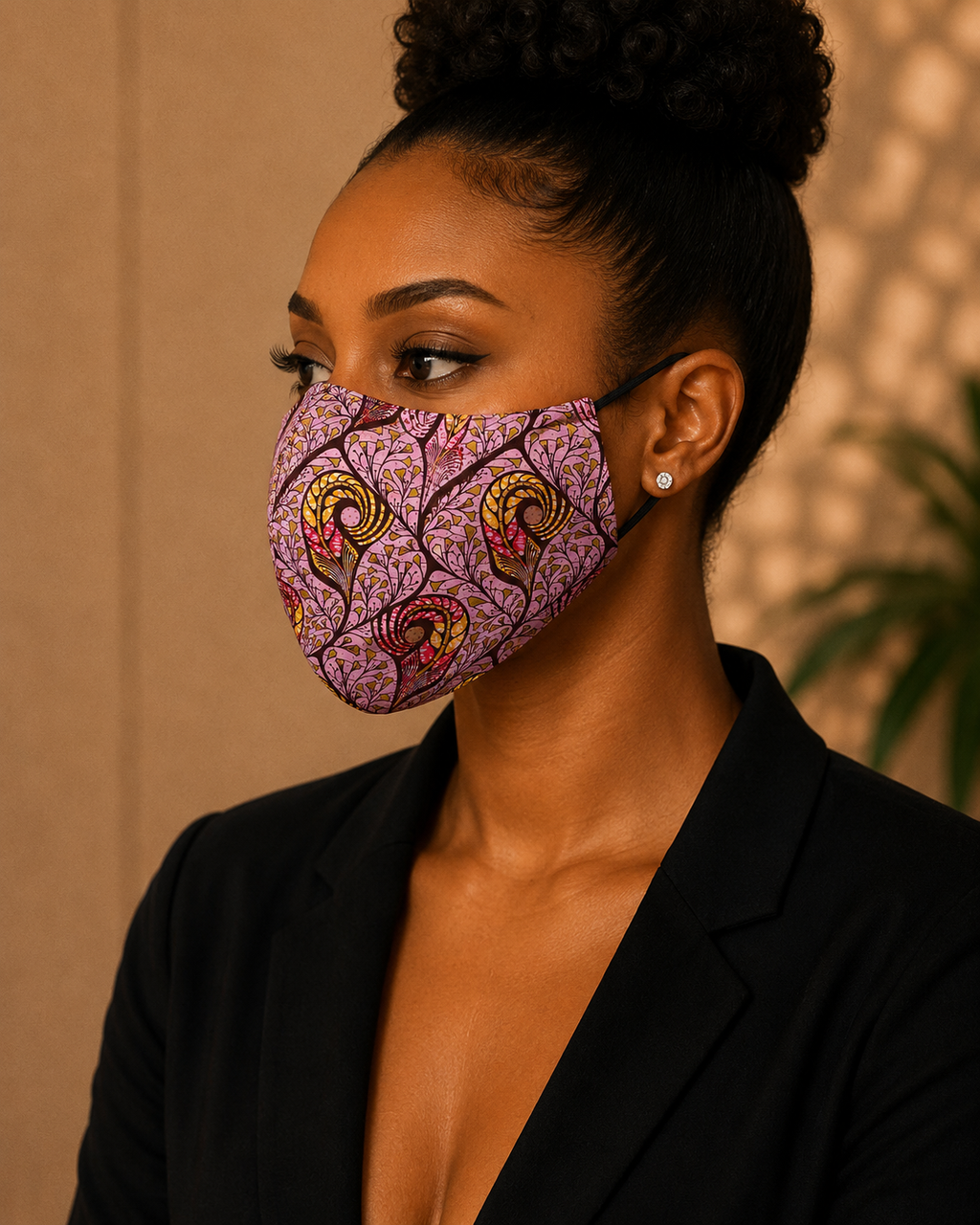 Blush Bloom Ankara Face Mask