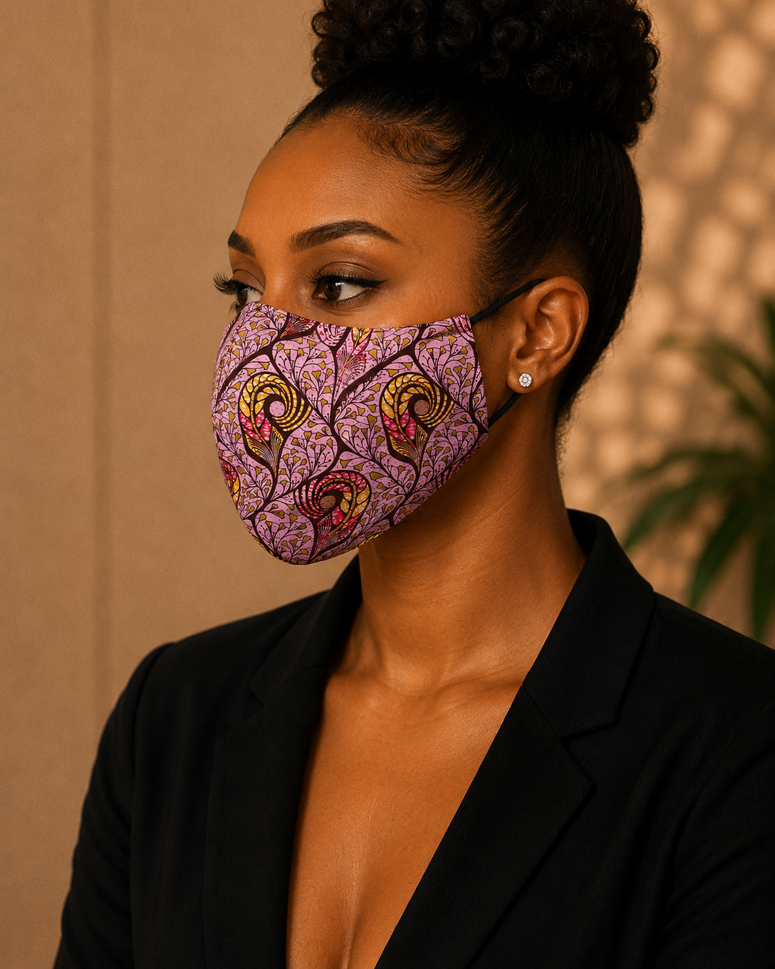 Blush Bloom Ankara Face Mask