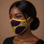 Royal purple and gold Ankara face mask handcrafted by Katawano
